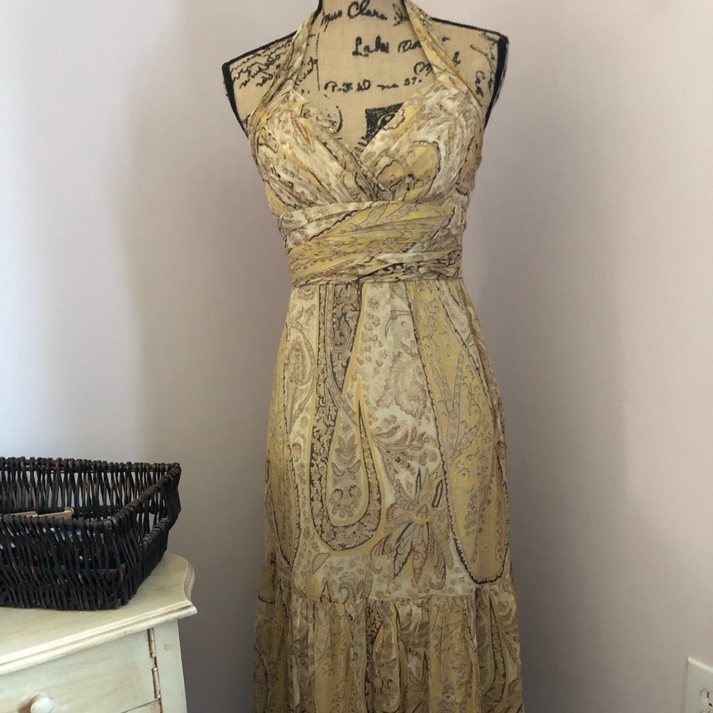 BCBG MaxAzria BoHo Paisley Halter Sundress Size 6